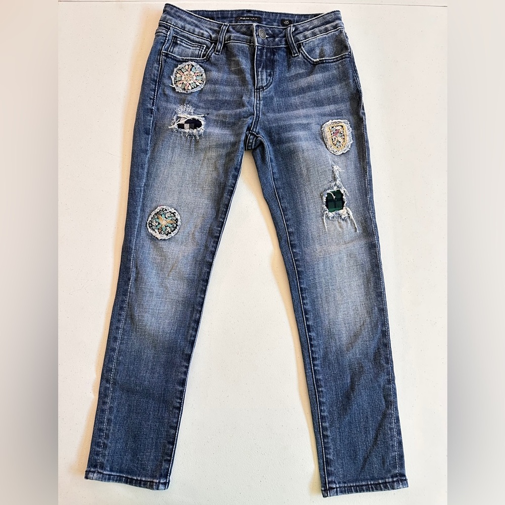 Miss Me Ankle Skinny Patched Embellished Jeans 12
